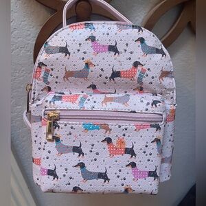 Blush Crush NEW mini backpack dachshund doxie weenie dog  print purse